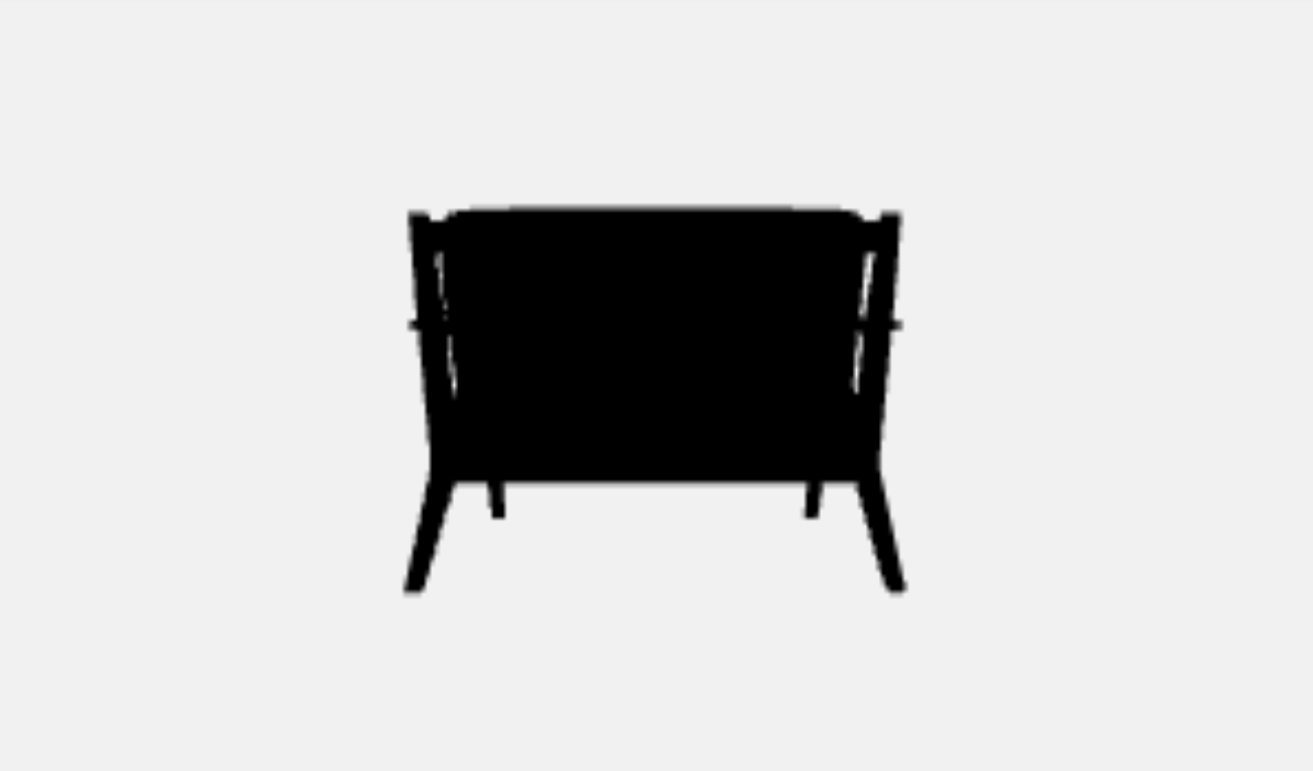 a stretched, black, pixelated chair